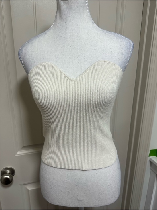 The Drop Tops - Sweetheart Ribbed Strapless Camisole in Cream